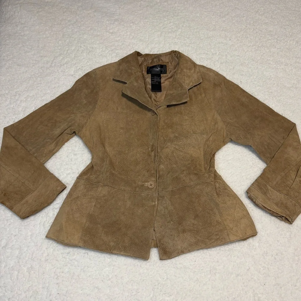 Brandon Thomas Women Brown Genuine Leather Suede Collar Jacket - Picture 1 of 11